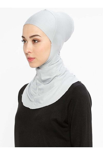 Ecardin Boneta Hijab cu guler - Gri argintiu -
