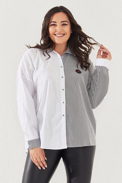 Lady Majestic Cămașă oversize din bumbac din Lycra