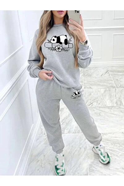 Frisson Σετ άνετο φούτερ και παντελόνι με σχέδια πάντα και μπαμπού - FRISSON ...