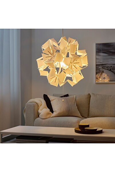 IKEA sarkıt lamba, beyaz, 43 cmAmpul ayrı satılır. E27 şeffaf küre LED ampul önerir.