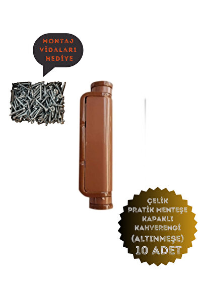 ÖZFIRAT PVC YAPI Pvc Pimapen Kapı Pencere Pratik Çelik Menteşe 80mm Kahve/altınmeşe (10 ADET) Vidalar Dahil