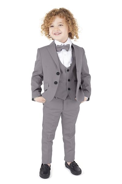 Merdia Boy's Jacketed Tuxedo Suit Jacket, Pants, Waistcoat, Shirt and Bow Tie