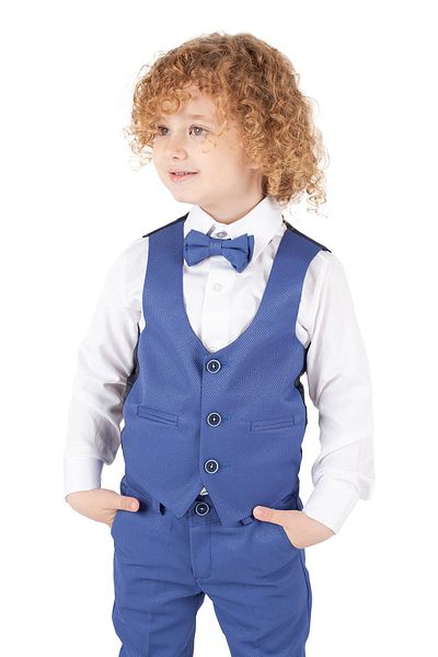 Merdia Boy's Jacketed Tuxedo Suit Jacket, Pants, Waistcoat, Shirt and Bow Tie