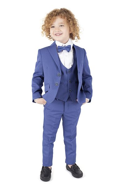 Merdia Boy's Jacketed Tuxedo Suit Jacket, Pants, Waistcoat, Shirt and Bow Tie