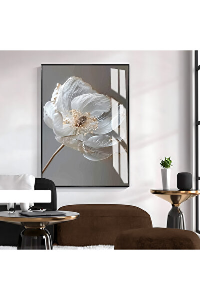 Harikabirev HARİKABİREV | MODEL DE FLORI ALBE | TABLA DE STICLA TEMPLATA CU CADRU, SIMPLE, VERTICALA