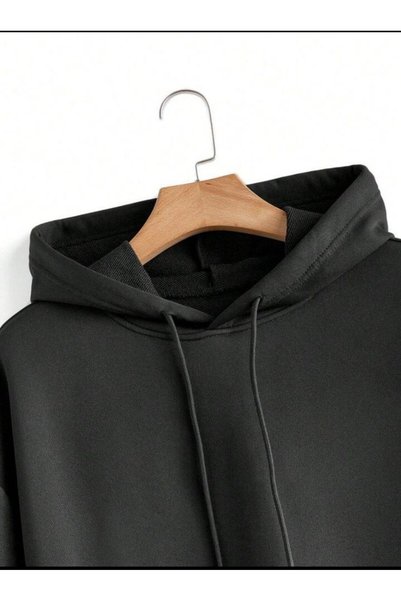 LAND MODA Uni̇Sex Bear Printed Hooded Sweatshi̇Rt