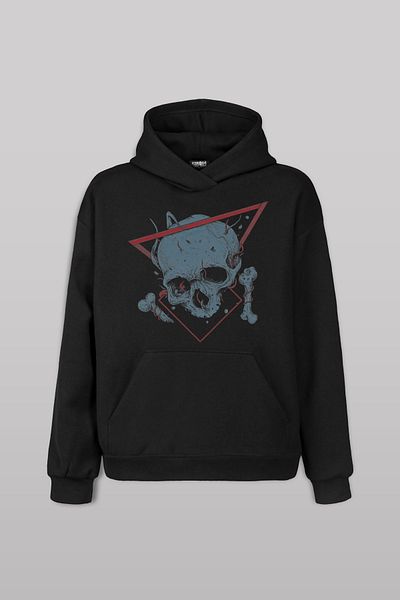 Kendim Seçtim Urban Street Culture Minimal Print Skull Skull Unisex Hooded Sweatshirt