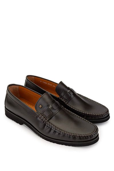 Tamer Tanca Men's Genuine Leather Brown Loafer Shoes