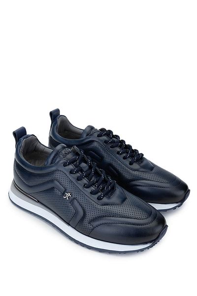 Tamer Tanca Men's Genuine Leather Navy Blue Sneakers & Sports Shoes