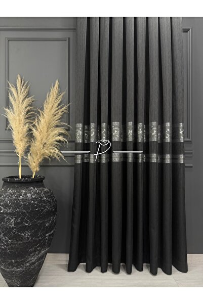 rendecioğlutekstil İzabel desen, Koyu Gri Gümüş Şerit, Premium Seri, 1 e 3 Sı...