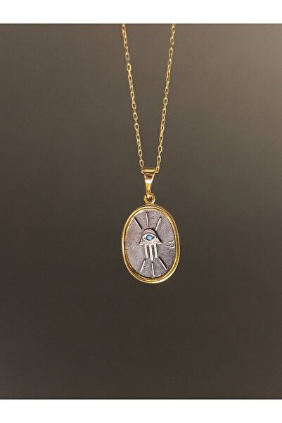 TREND 925 ayar gümüş Fatma'nın eli kolye, zirkon gümüş kolye, hediyelik kadın kolye, gümüş madalyon