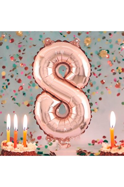 Behind party store بالون فويل أرقام ذهبي وردي عمره 8 سنوات مقاس 34 بوصة 76 سم