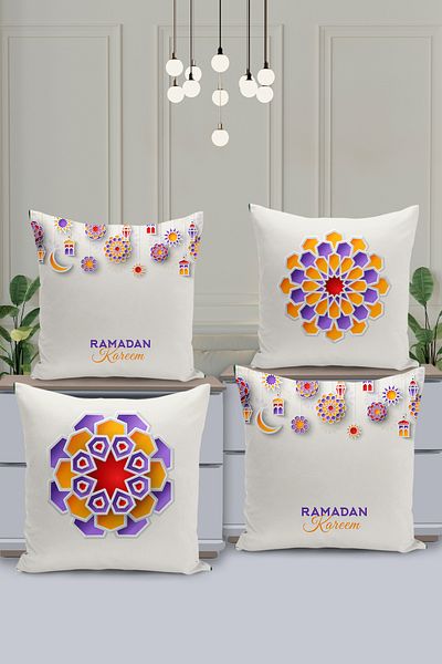 Filamente Set de huse de pernă cu model special Ramadan din 4 piese - imprimate digital pe două fețe