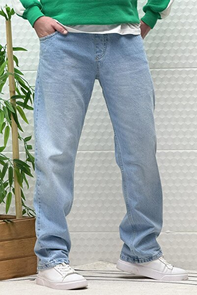 WAFRA Erkek Beli Lastikli Rahat Kullanım Baggy Kot Pantolon