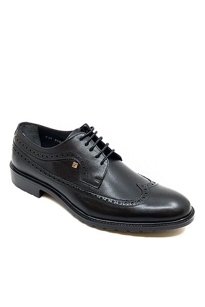 Fosco Lace-up Black Genuine Leather Rubber Sole Men's Classic Shoes 8582 46