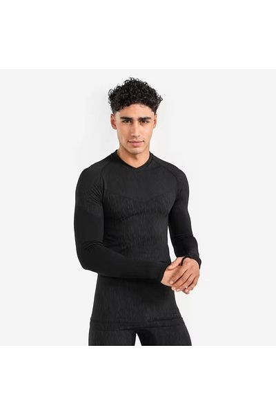 Decathlon ملابس داخلية حرارية بأكمام طويلة للبالغين - أسود - Keepdry - ملابس داخلية لكرة القدم