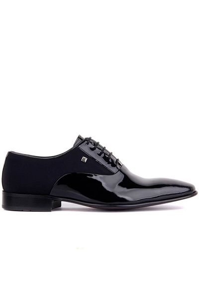 Fosco Black Patent Leather Men's Classic Shoes - Lace-Up, Textile 6025 430 505