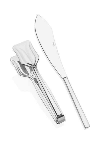 on-on Set of 2 18/10 Serving - Cake, Tongs, Cakes and Cheese Knife