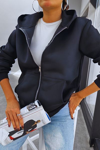 BayBayan Φούτερ με φερμουάρ Oversize Hooded Hooded Cardigan