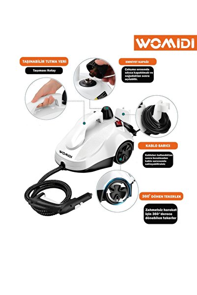 womidi SW618-D Çok Fonksiyonlu 28 Parça Buharlı Temizleyici Paspas - Buharlı Temizlik Makinası