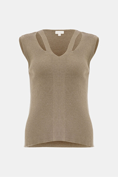 W Collection Mink V-Neck Sleeveless Jumpsuit