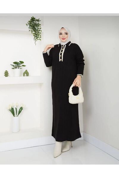 STİLZERAFET Rochie de tricotaje cu nasturi în față