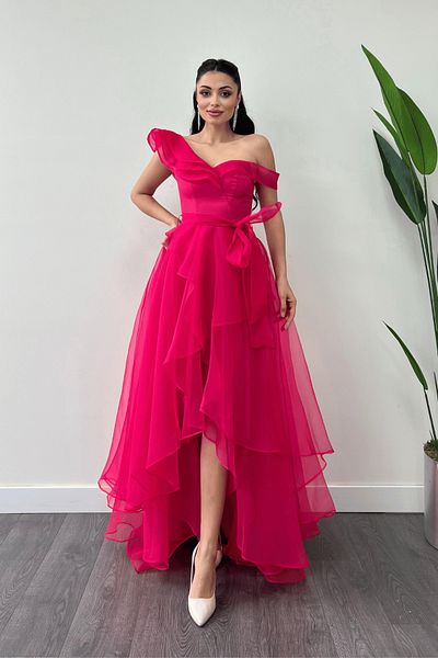 giyimmasalı Βραδινό Φόρεμα Organza Fabric Layer - ΦΟΥΚΙΔΑ