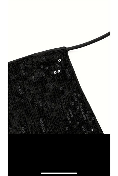 çatı moda Siyah Payet Crop