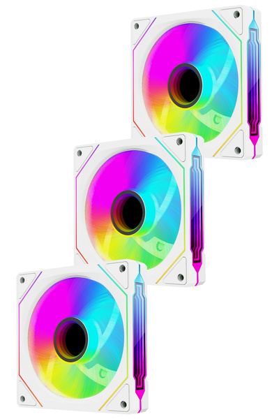 Rampage 7C-120B 120*120*25mm Double Ring Aynalı ARGB Beyaz 3 LÜ SET Kasa Fanı...