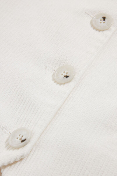 W Collection Ekru V-Neck Buttoned Vest