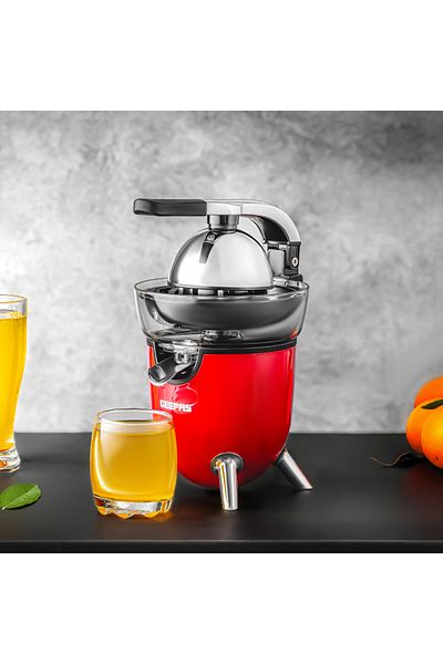 Geepas Citrus Juicer With Stainless Steel Spout, 2 Cones, With Handle, Plastic Filter Basket