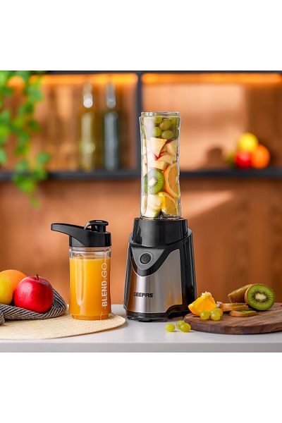 Geepas Personal Blender | Stainless Steel Blade - Safety Lock BPA-Free Tritan Jar, Multi- Safe Protection