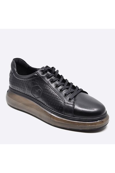 Fosco Genuine Leather Black Sneaker Men's Shoes 9836 100