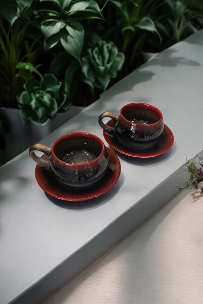 eporselen طقم فناجين قهوة مزدوجة من السيراميك مكون من 4 قطع من Rainbow لشخصين