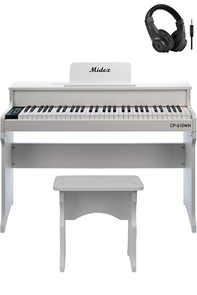 Midex CP-610WH Çocuk Piyanosu 8-14 Yaş 61 Tuşlu Bluetooth'lu Tuş Hassasiyetli