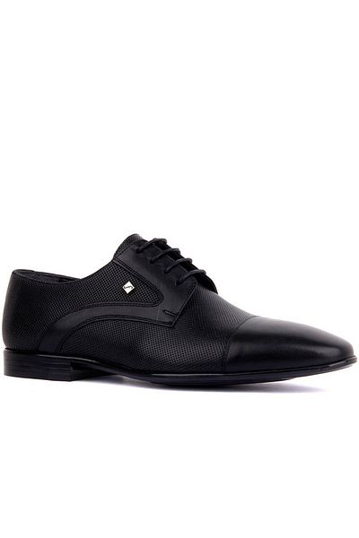 Fosco Men's Classic Leather Shoes - Lace-Up, Black, 9103 46