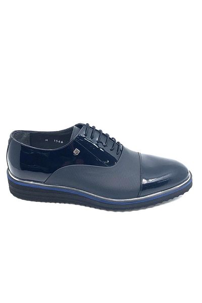 Fosco Pantofi pentru bărbați, albastru bleumarin, cu șireturi din piele lăcuită - 1566 848 711