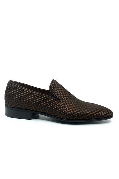 Fosco Embroidered Brown Classic Men's Shoes 1305