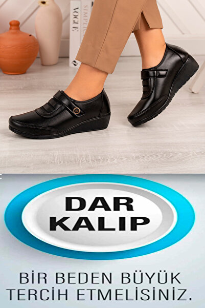 ZEYGMEN Kışlık Dolgu Taban Cırtlı Siyah Cilt Rahat Bootie
