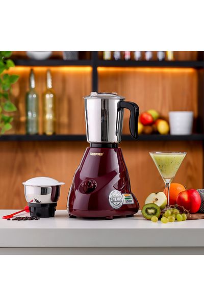Geepas 2-In-1 Mixer Grinder With Stainless Steel Jar And Blade/3 Speed Control/Overload Protection