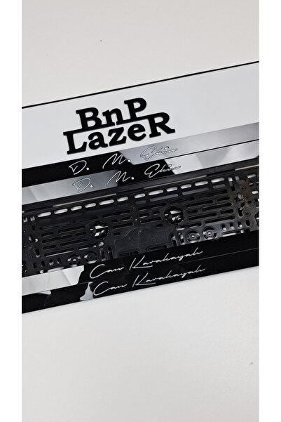 BnP LAZER İSME ÖZEL LAZER KESİM PİANO BLACK İMZA FONT PLAKALIK (2 ADET) Uyumlu
