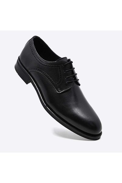 Fosco Genuine Leather Black Classic Men's Shoes 9849 100