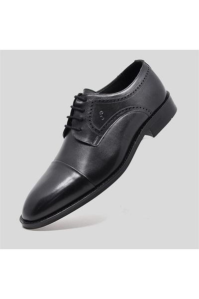 Fosco Genuine Leather Men's Classic Shoes Black 9754