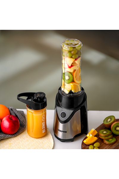 Geepas Personal Blender | Stainless Steel Blade - Safety Lock BPA-Free Tritan Jar, Multi- Safe Protection