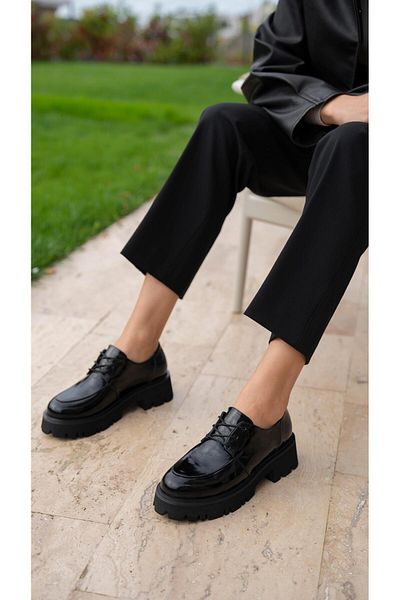 ECENİN BUTİĞİ Bella Black Patent Leather Genuine Leather Women's Loafers