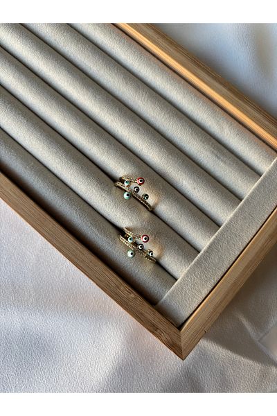 ringbox Asymmetrical Gold Ring with Evil Eye