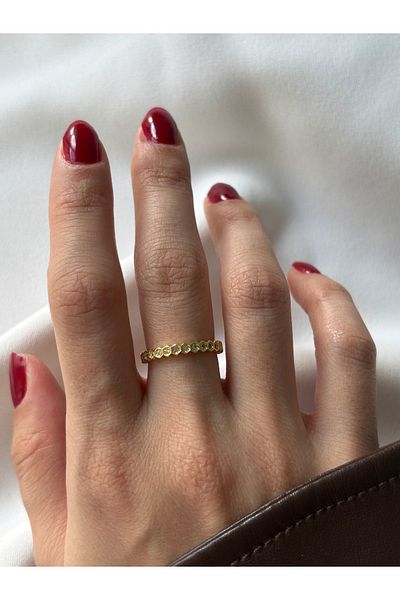 ringbox Gold Mini Hexagon Stone Row Ring