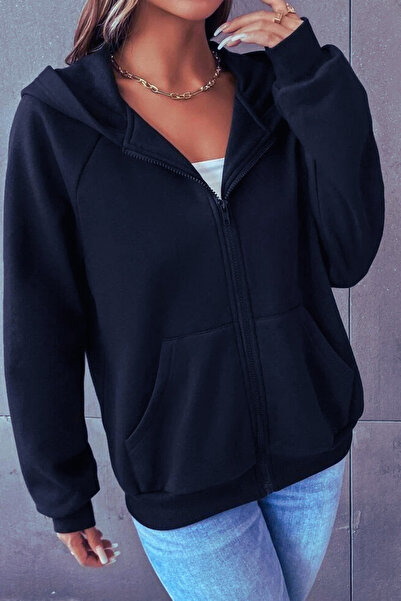 YAKAMEL Kardigan dukserica sa rajsferšlusom Oversize kroj Čupkani materijal S...