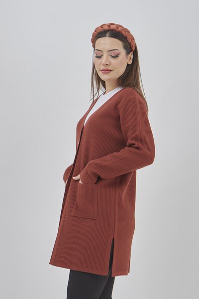 Elçelya Moda Tricotaj Araboy de sezon pentru femei Cardigan elastic cu buzunare