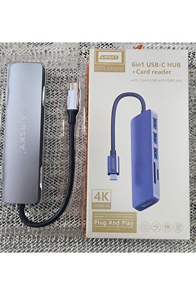 Airsky HDTV adepter 6in 1 USB-C HUB+ CARD READER